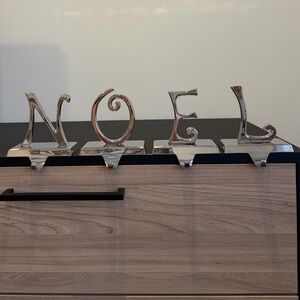 Pottery Barn Silver Plated Noel Stocking Holders